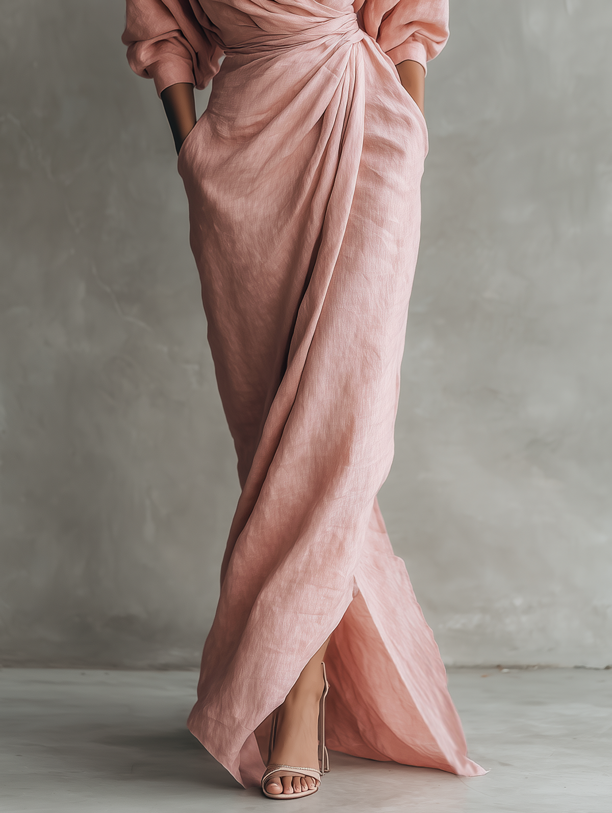 Rosalie™ | Draped Linen Maxi Dress