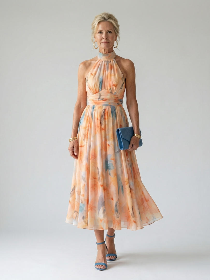 Aveline – Soft Halter Midi Dress