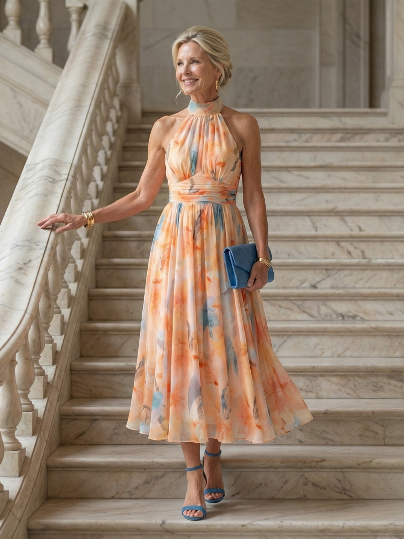 Aveline – Soft Halter Midi Dress
