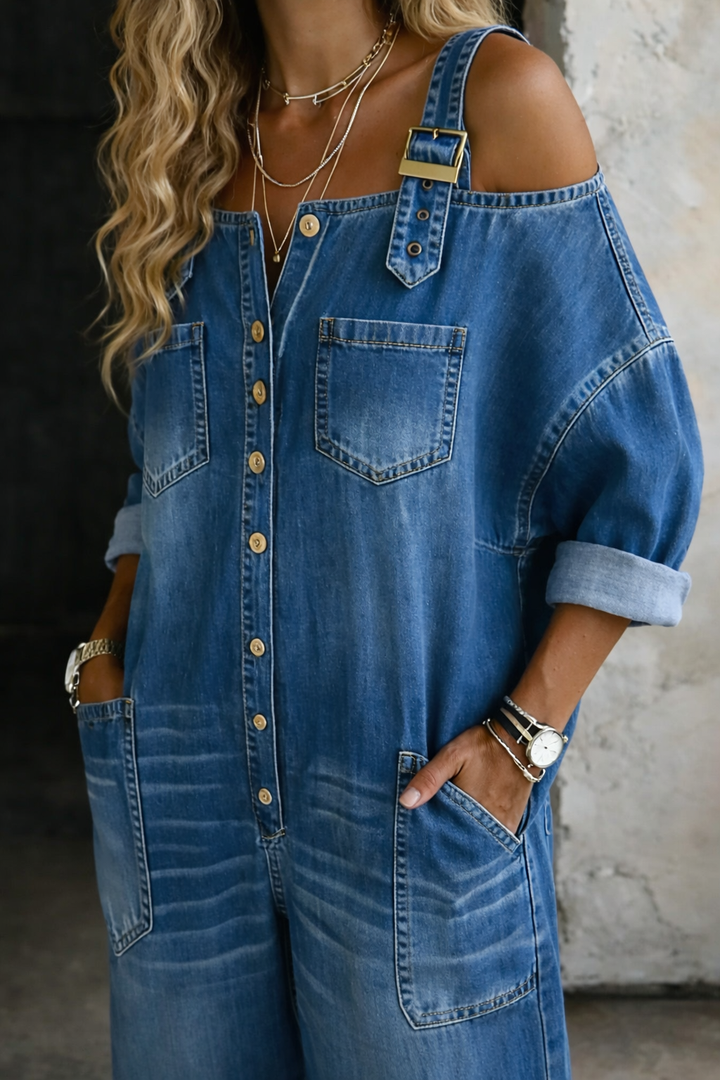 Harper™ | Denim Wide-Leg Jumpsuit