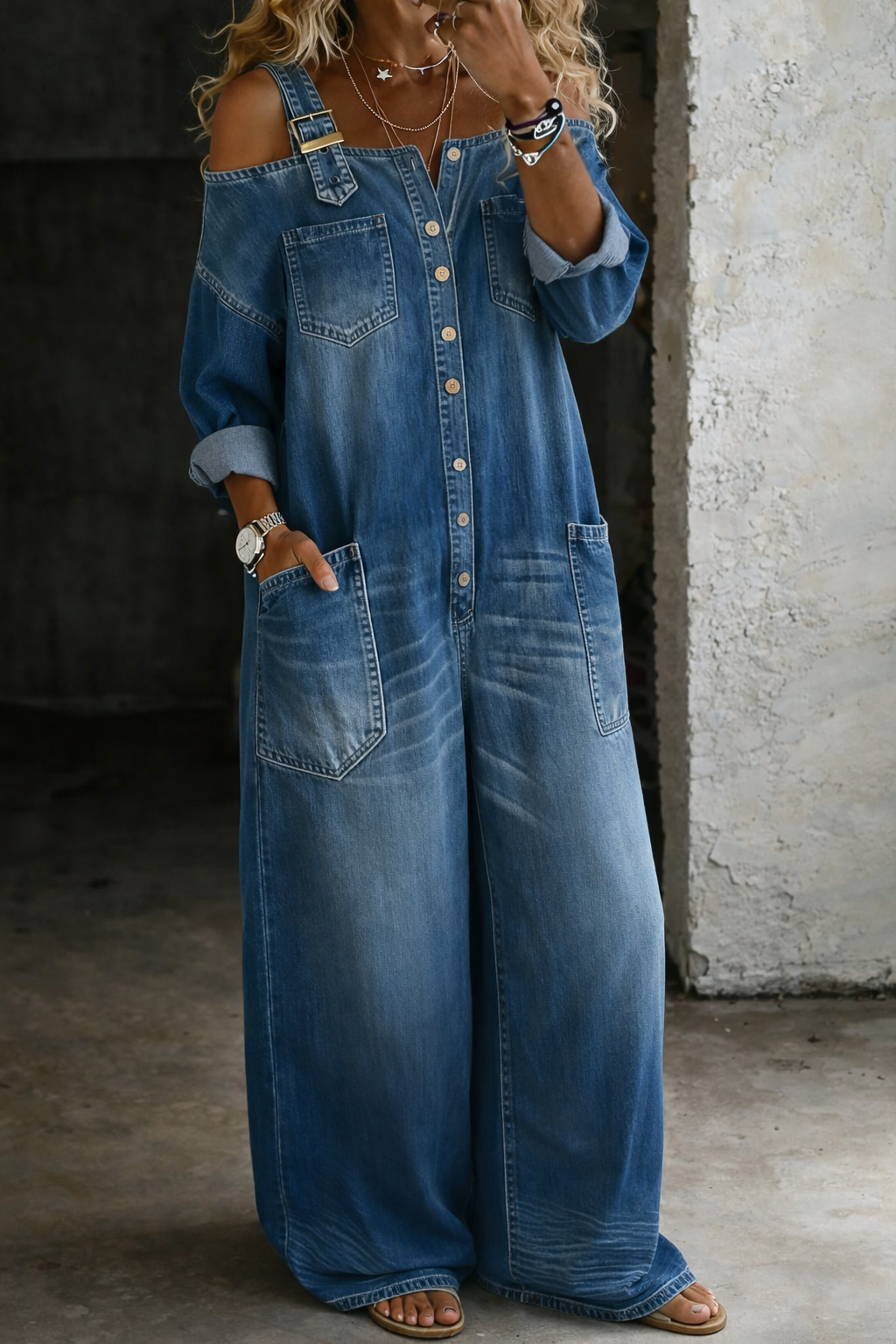Harper™ | Denim Wide-Leg Jumpsuit