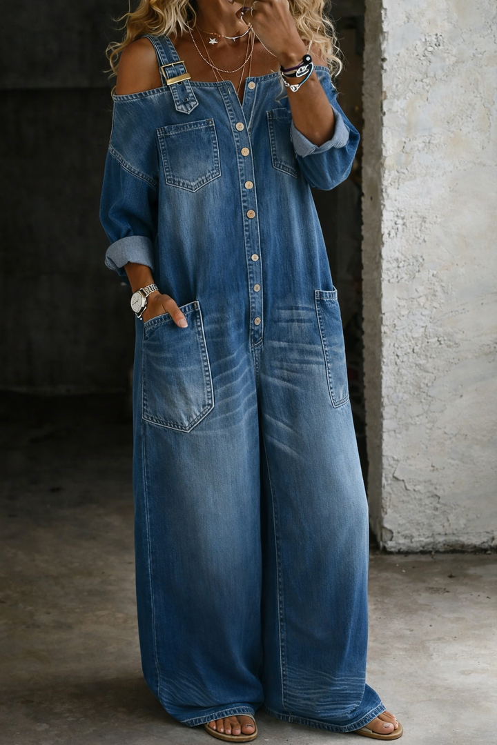 Harper™ | Denim Wide-Leg Jumpsuit