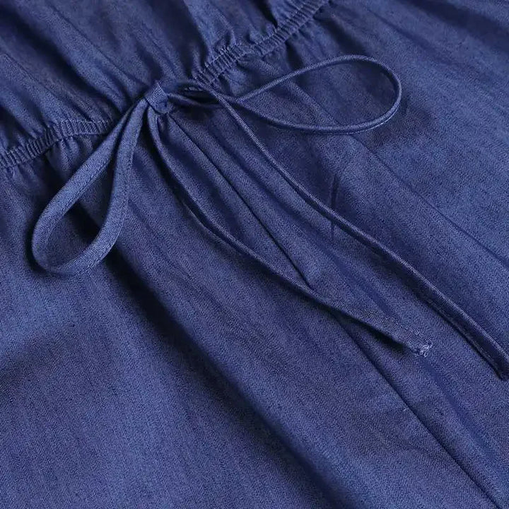 Denim Ruffle Back Jumpsuit