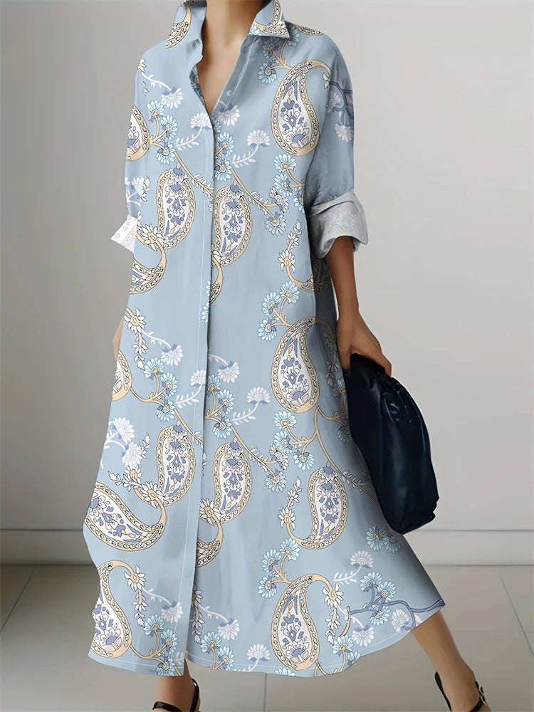 Retro Printed Shirt Dress