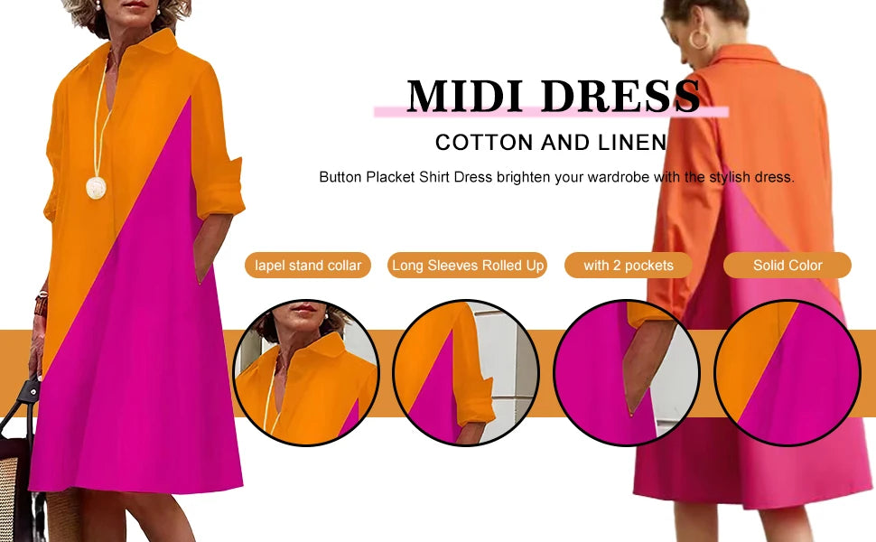 Retro Printed Shirt Dress