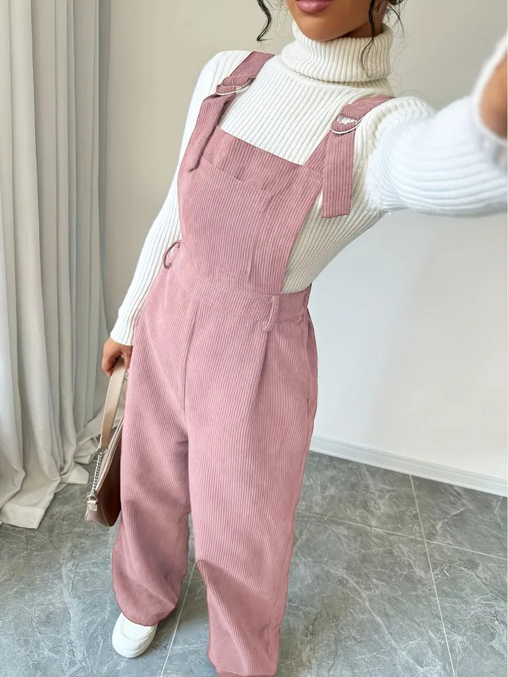 Corduroy Casual Button Jumpsuit