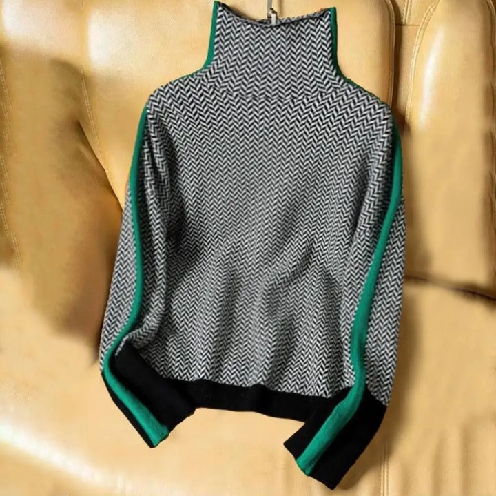 Contrast Color High Collar Sweater