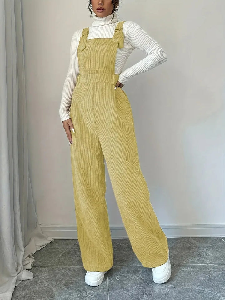 Corduroy Casual Button Jumpsuit