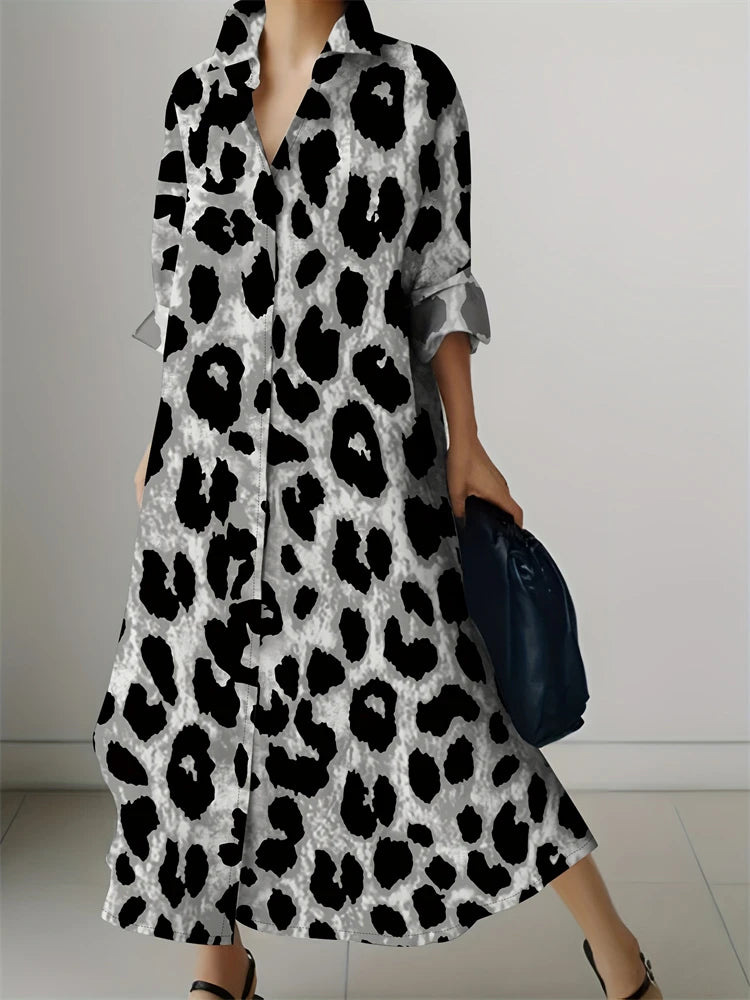 Retro Printed Shirt Dress