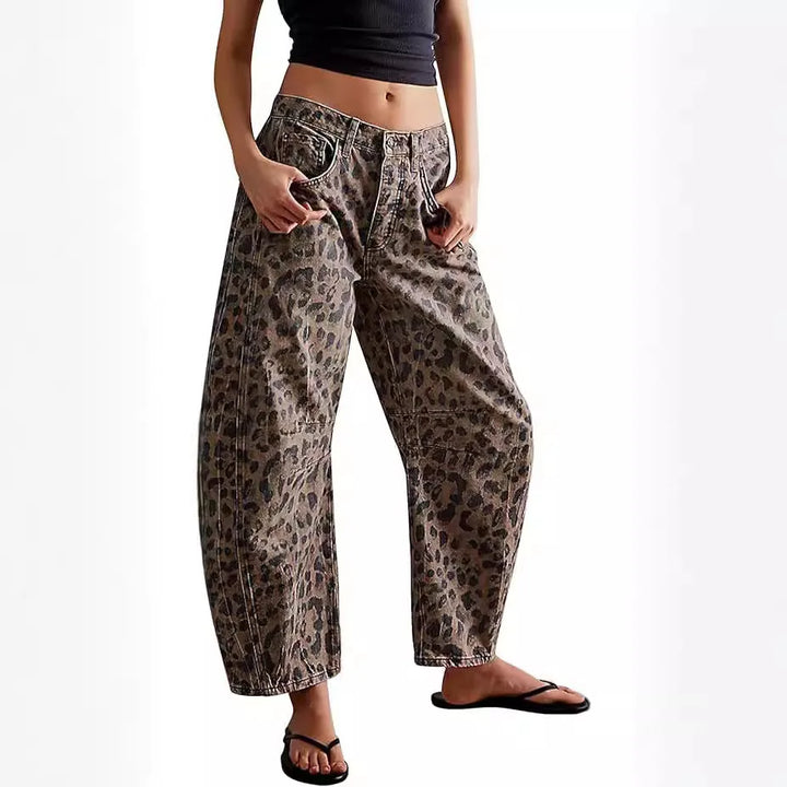 Y2K Leopard Denim Jeans