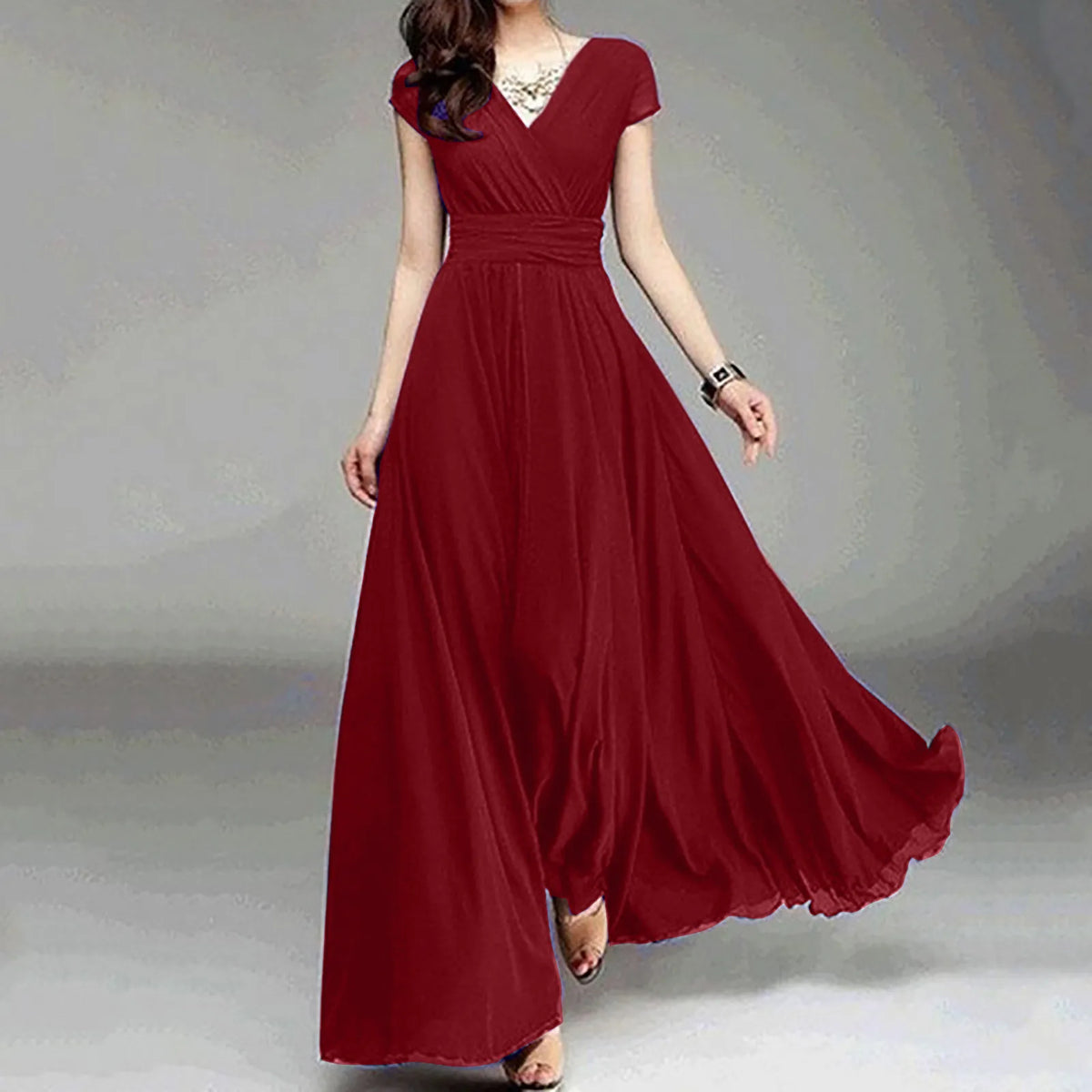 Elegant Chiffon Ruffle Dress