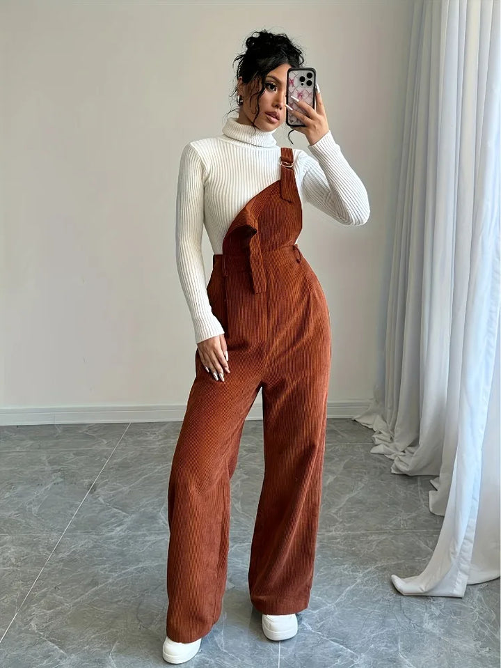 Corduroy Casual Button Jumpsuit