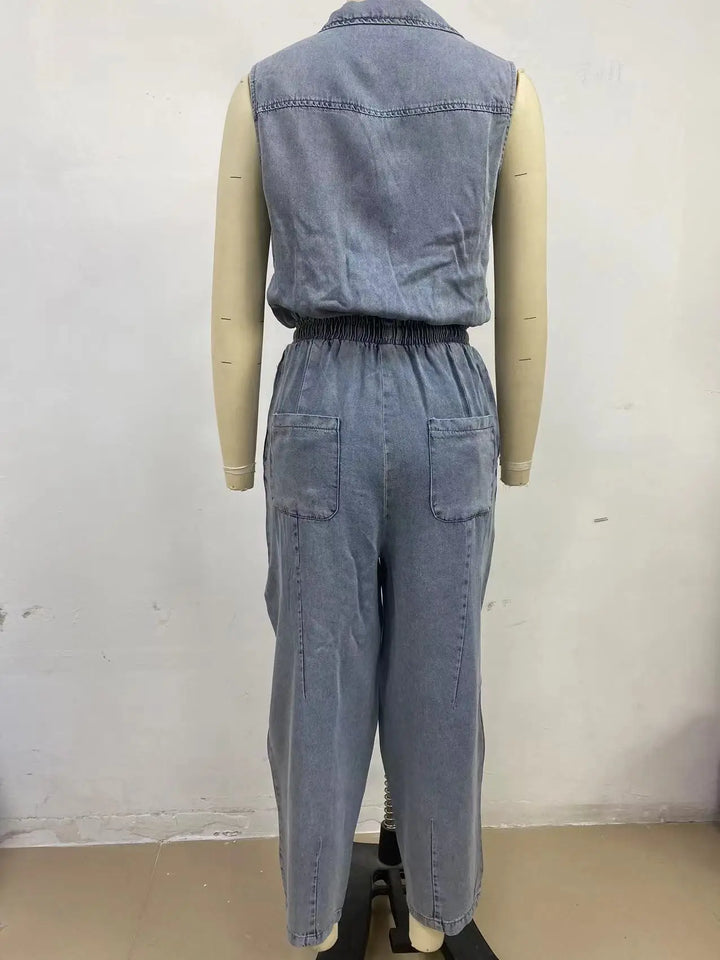 Denim Button Pocket Overalls