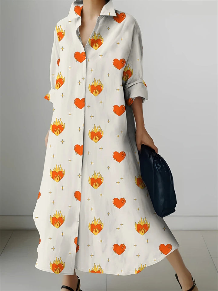 Retro Printed Shirt Dress