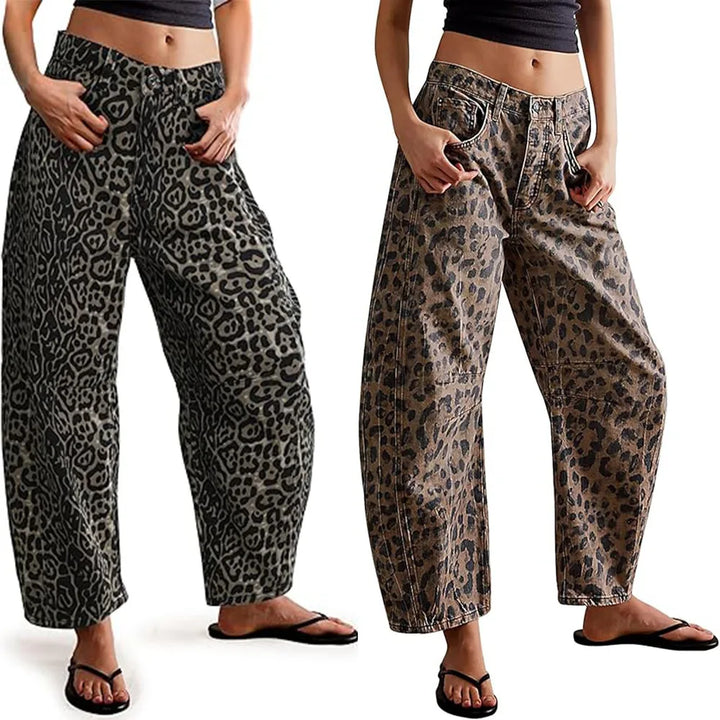 Y2K Leopard Denim Jeans