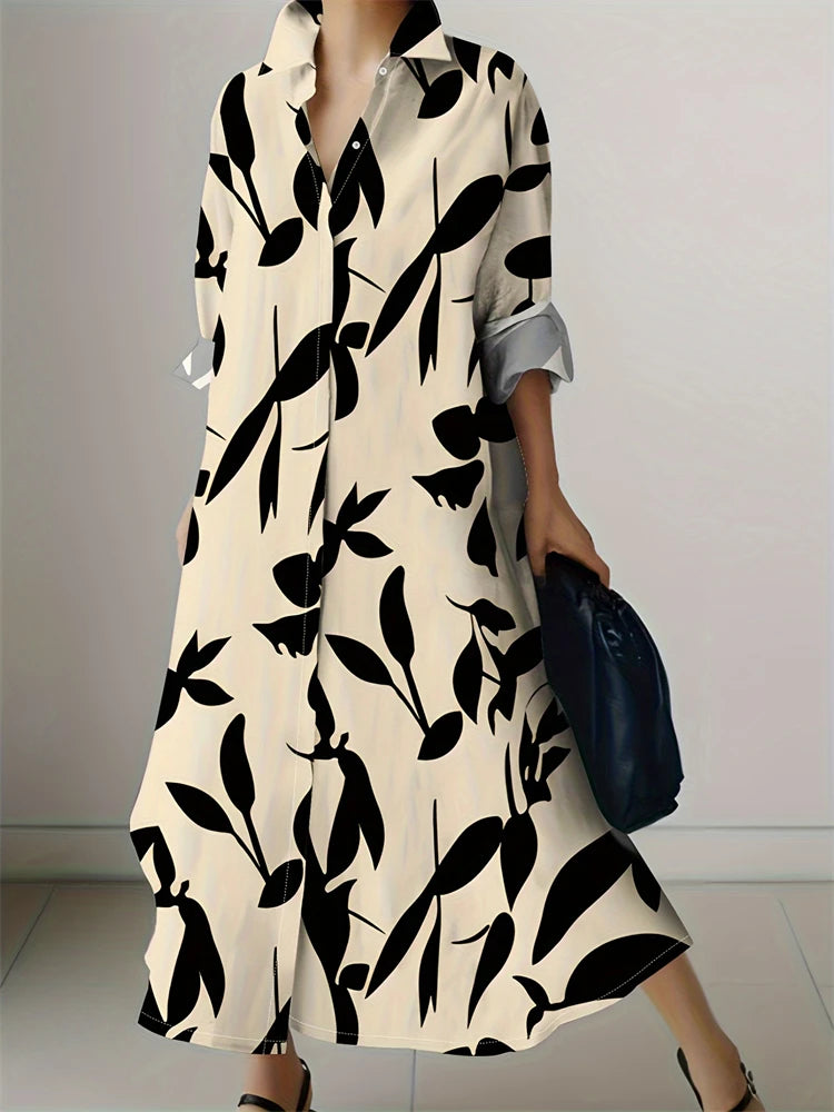 Retro Printed Shirt Dress