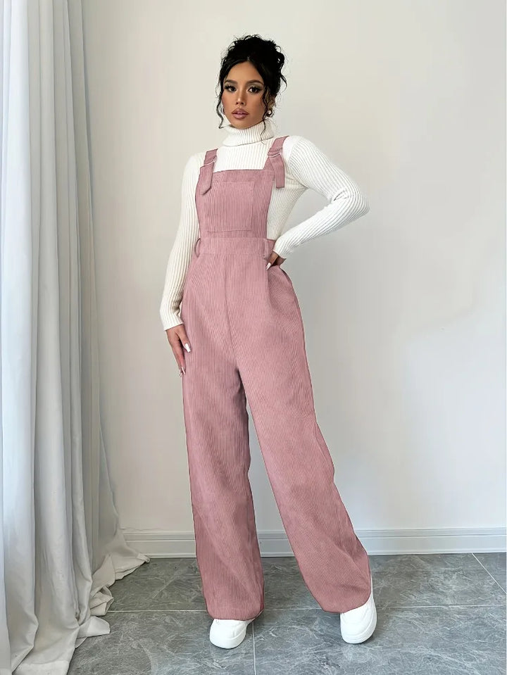 Corduroy Casual Button Jumpsuit