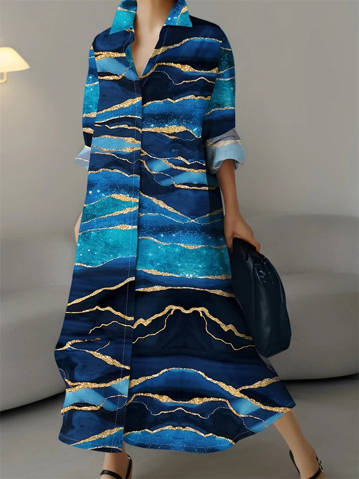 Retro Printed Shirt Dress