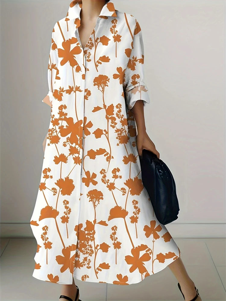 Retro Printed Shirt Dress