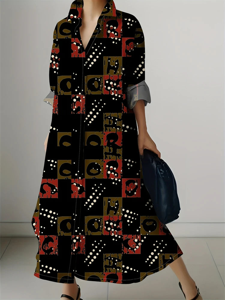 Retro Printed Shirt Dress