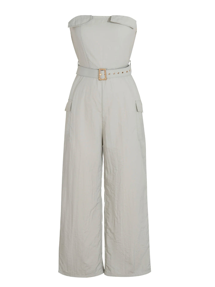 Strapless Linen Wide Leg