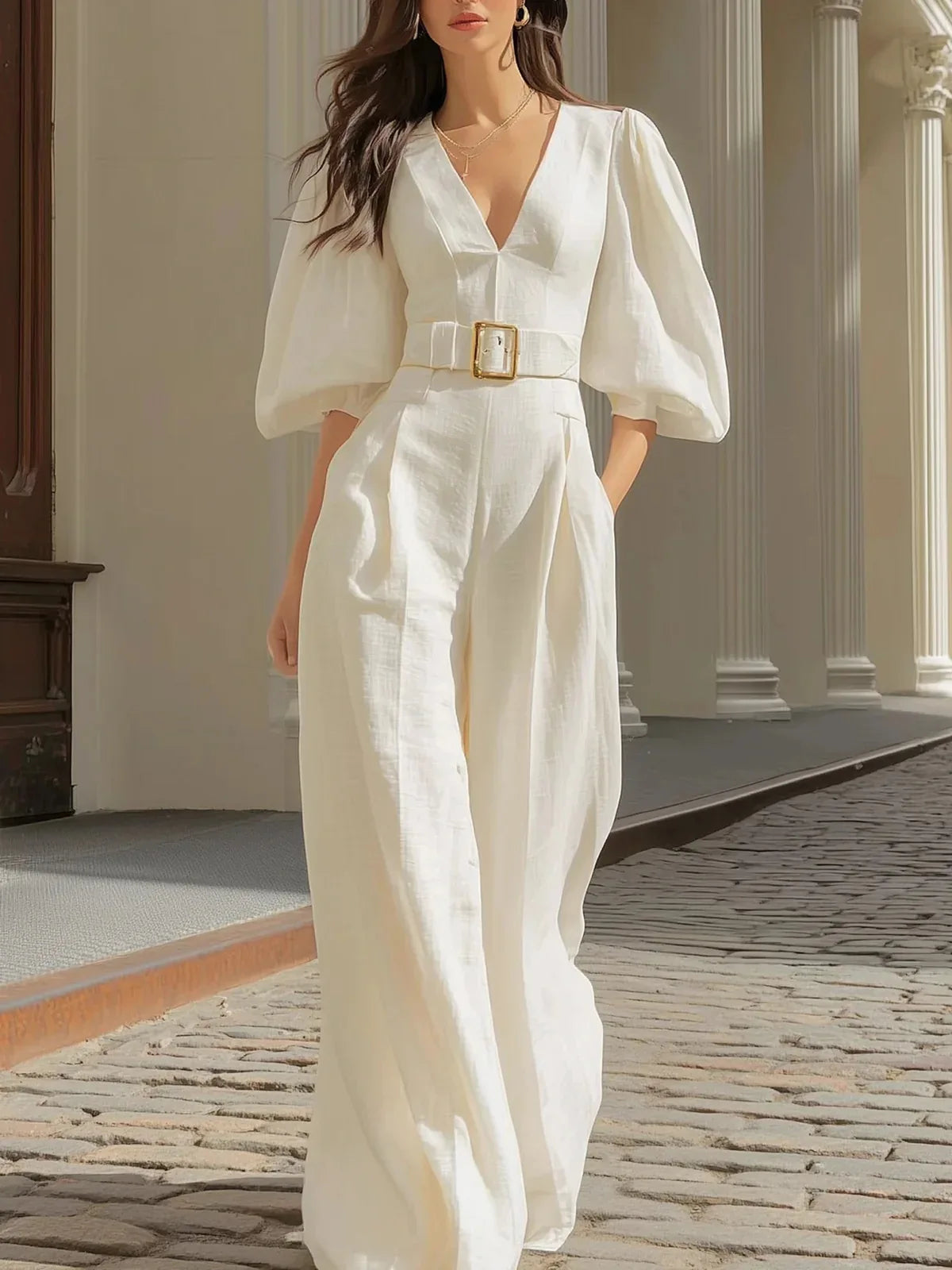 Elegant Summer Puff Jumpsuit