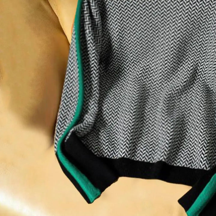 Contrast Color High Collar Sweater
