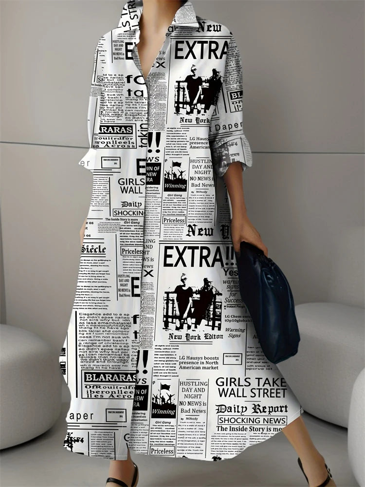 Retro Printed Shirt Dress