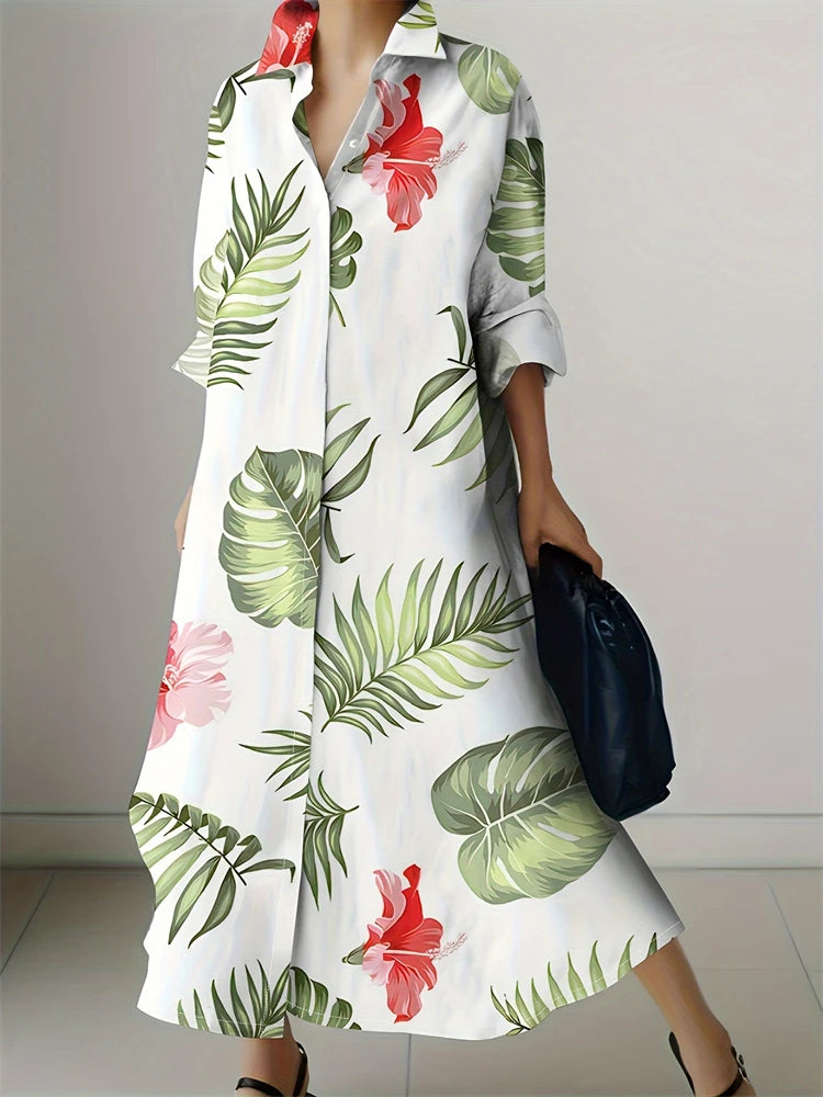 Retro Printed Shirt Dress