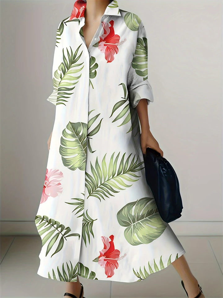 Retro Printed Shirt Dress