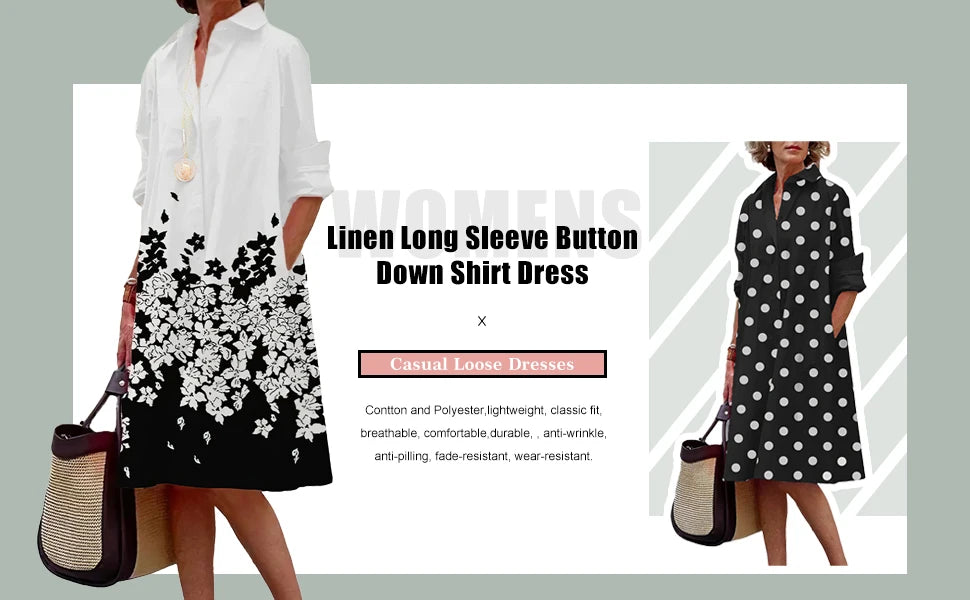 Retro Printed Shirt Dress