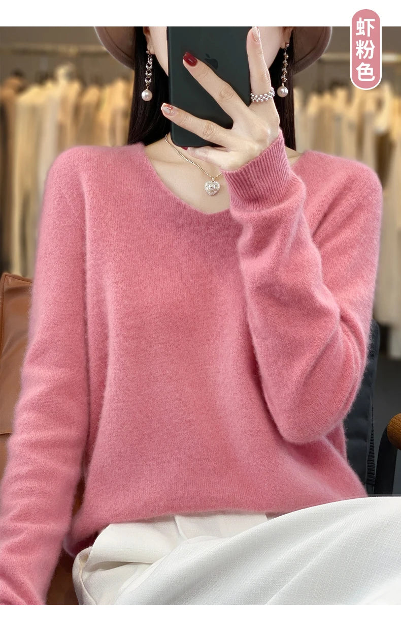 100% Merino Wool V-Neck Pullover