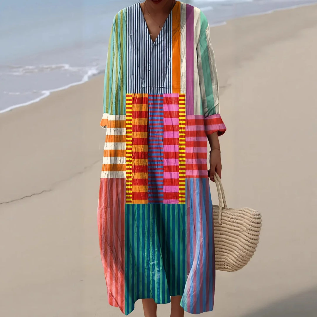 Elegant V-Neck Shirt Dress