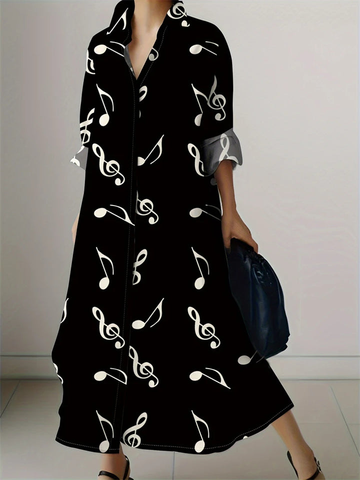 Retro Printed Shirt Dress