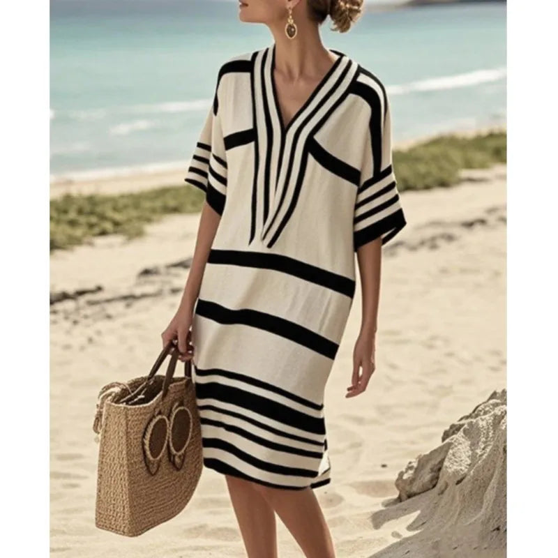 Vintage Stripe Midi Dress