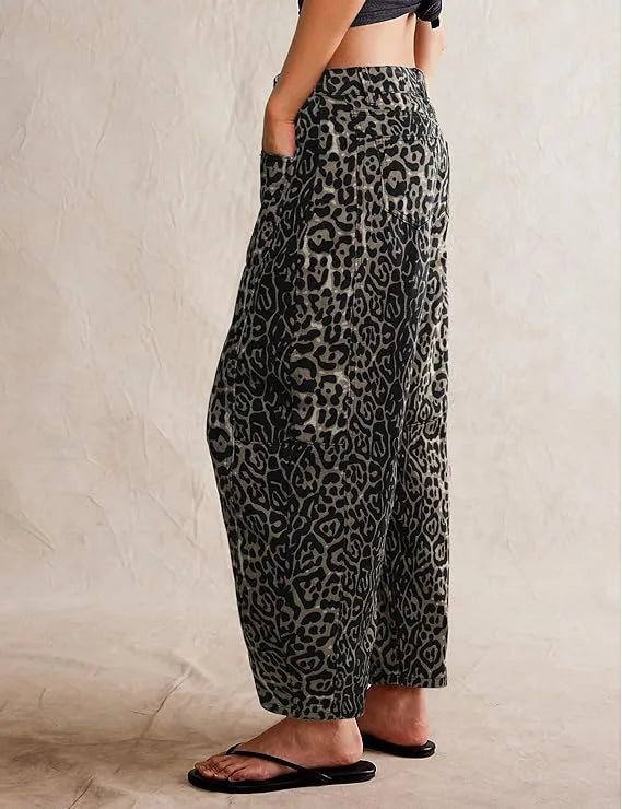Y2K Leopard Denim Jeans