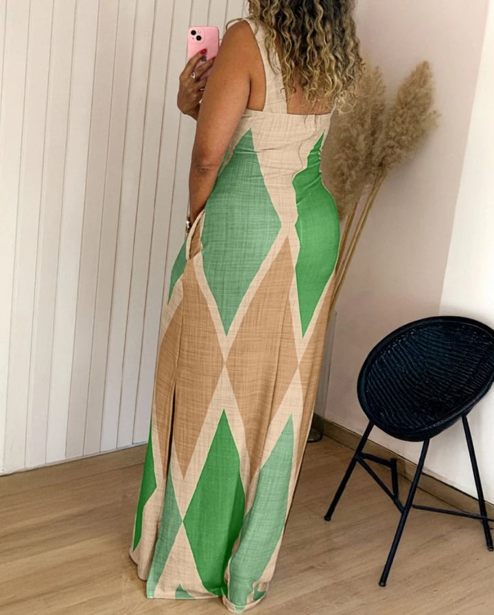 Geometric Summer Slit Maxi