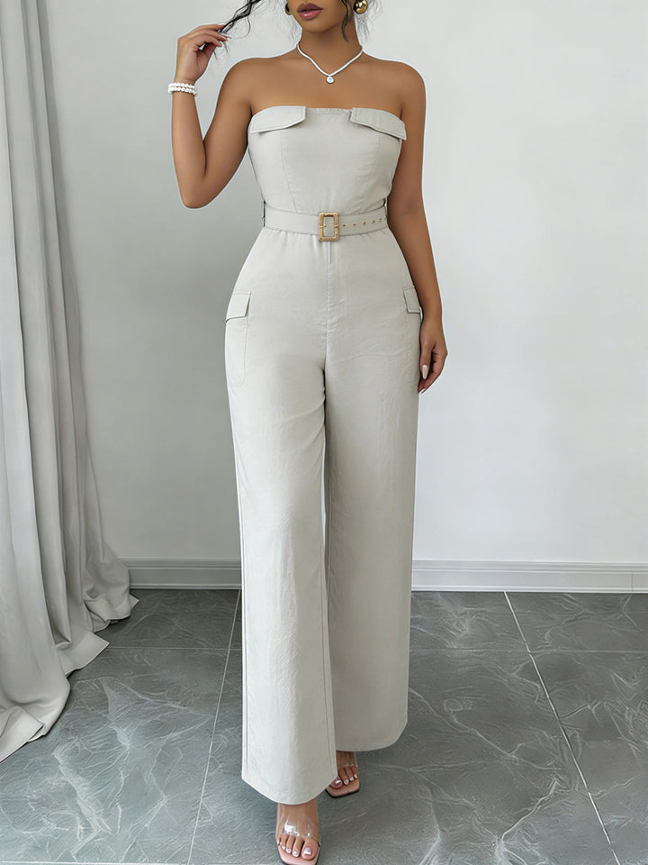 Strapless Linen Wide Leg