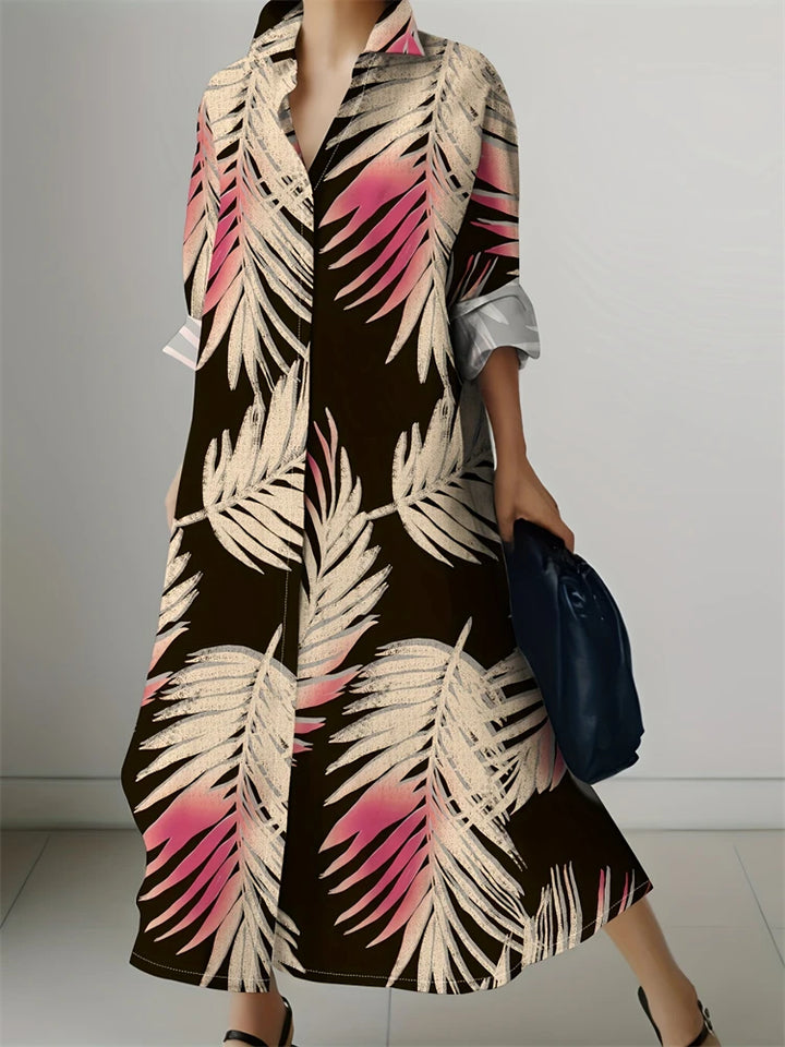 Retro Printed Shirt Dress