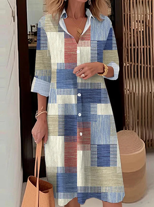 Autumn Plaid Shirt Dress
