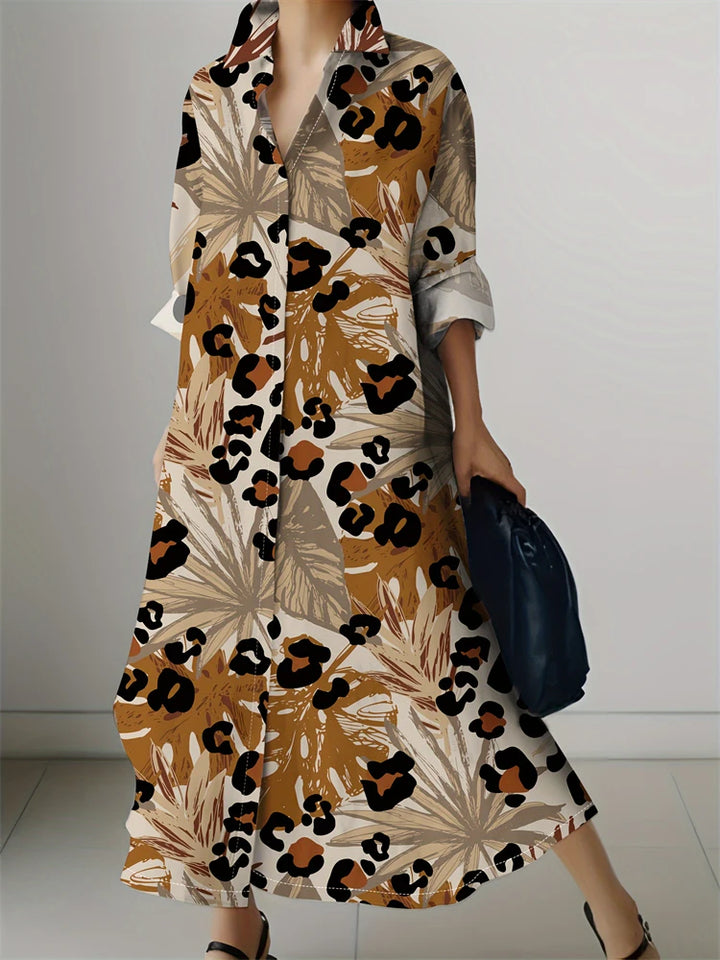 Retro Printed Shirt Dress