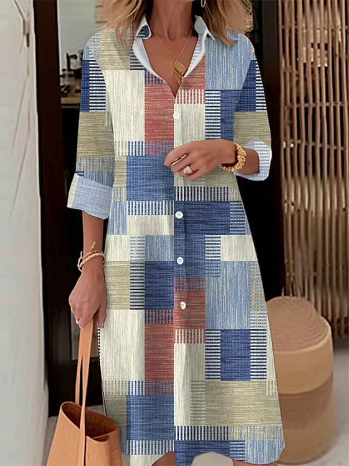 Autumn Plaid Shirt Dress