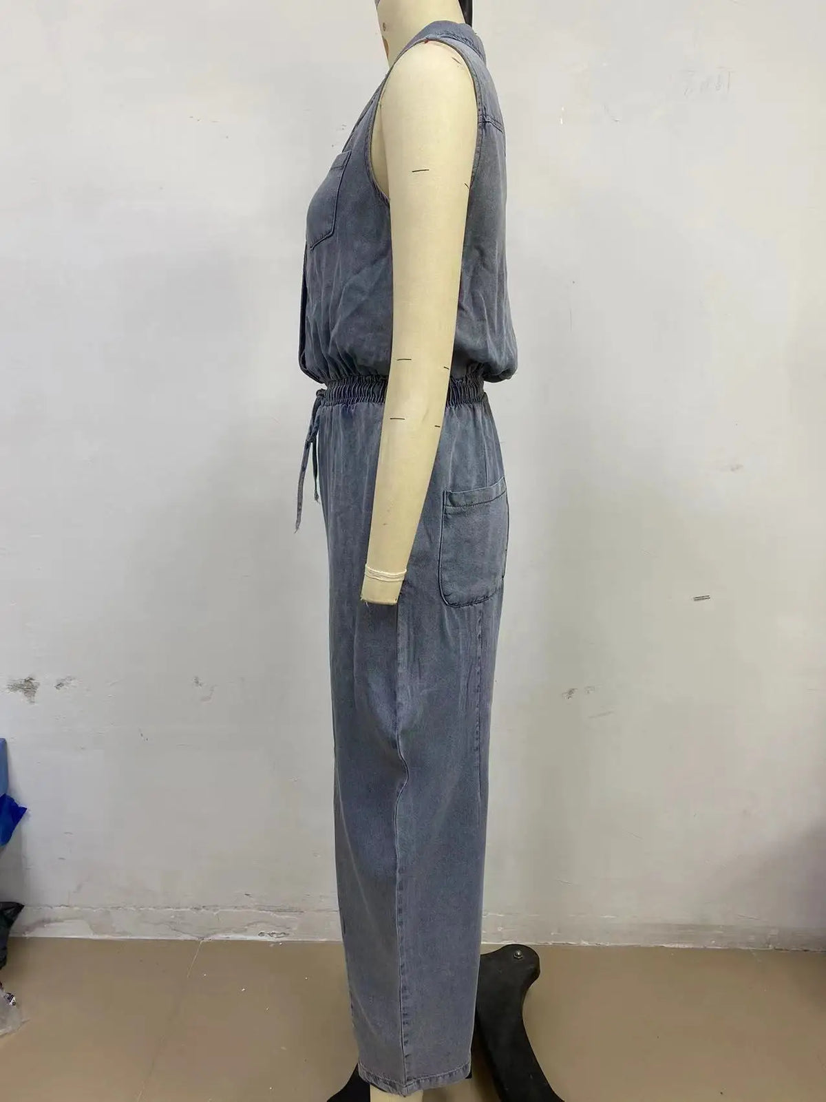 Denim Button Pocket Overalls