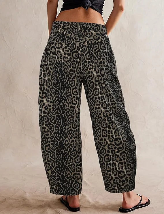 Y2K Leopard Denim Jeans