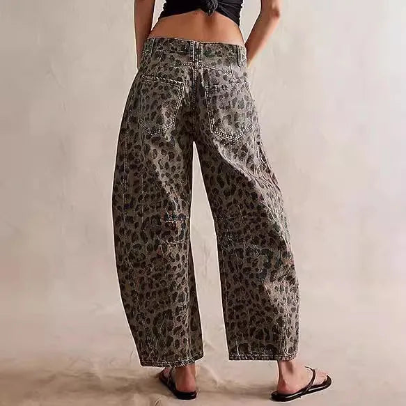 Y2K Leopard Denim Jeans